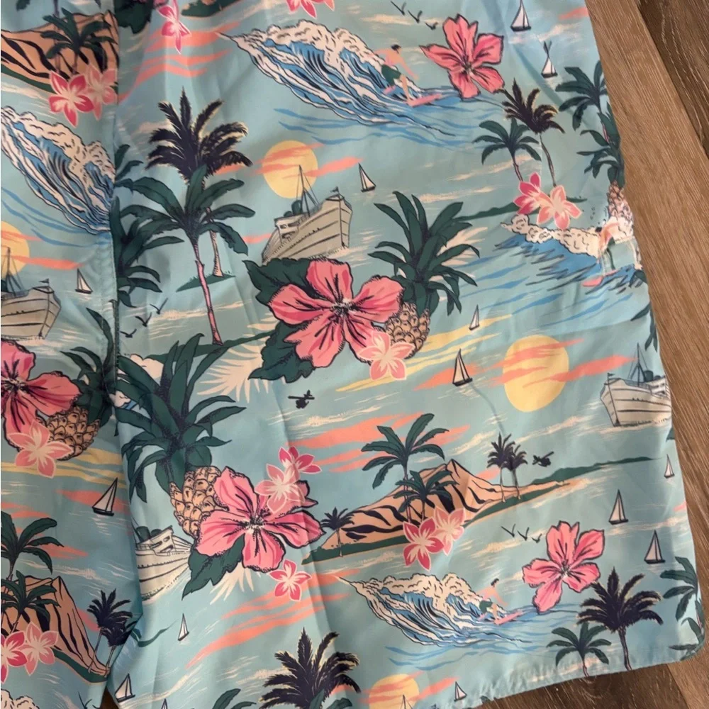 Men's Burnside Tropical Print Swim Trunks Sz XL